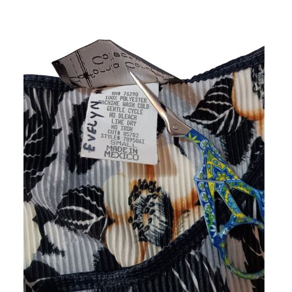 VINTAGE Accordion‎ Pleated Stretchy Top Blouse S Floral Boho Event Career Boho - Picture 6 of 9